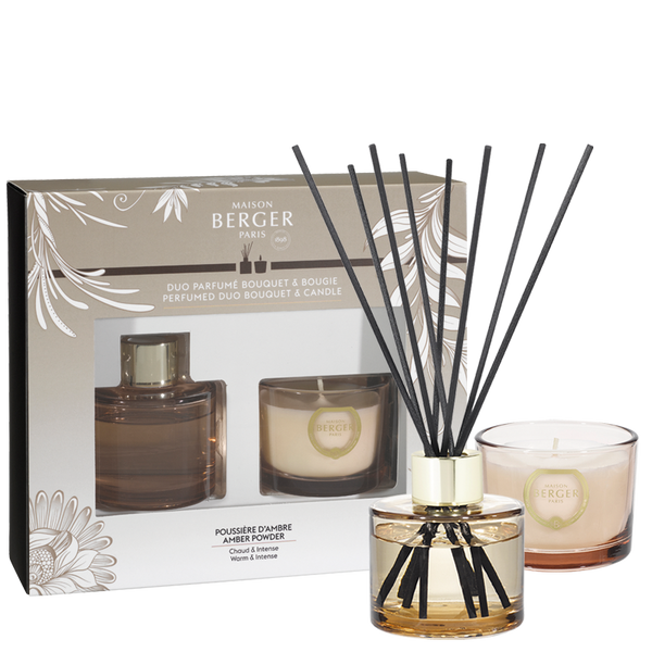 AMBER POWDER HOLLY Candle and Diffuser Gift Set By Maison Berger