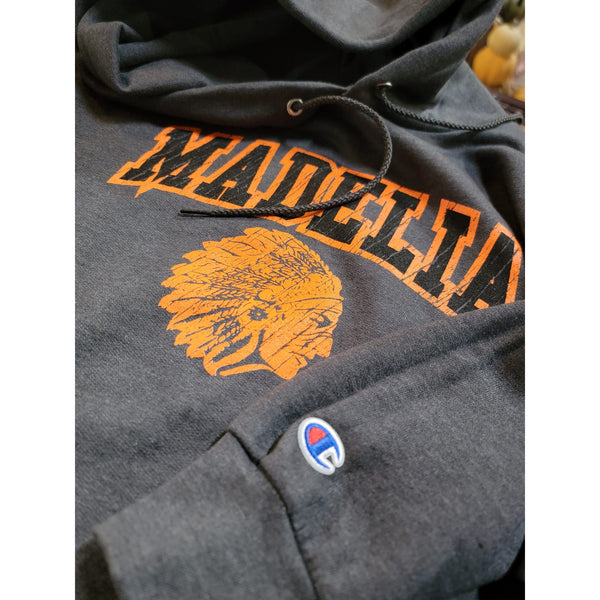 MADELIA Grey Champion Hooded Sweathshirt - "The Original Varsity"