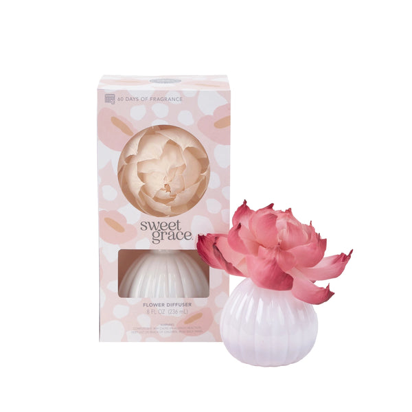 Peony White Ceramic Diffuser Fragranced with Sweet Grace