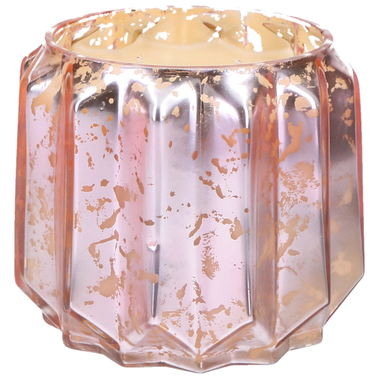 Sweet Grace Pink Scalloped Mercury Glass Candle #021