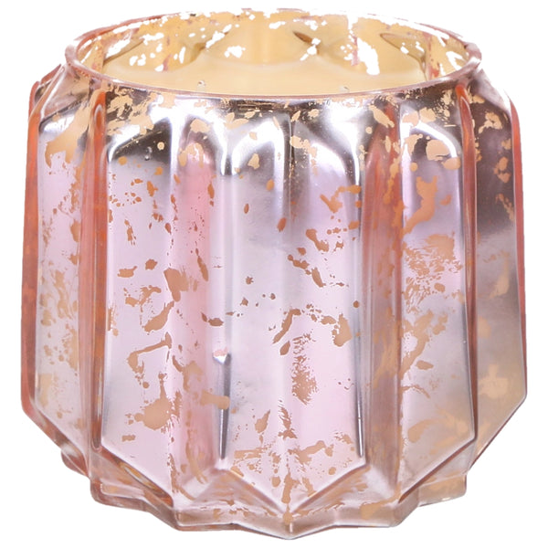 Sweet Grace Pink Scalloped Mercury Glass Candle #021