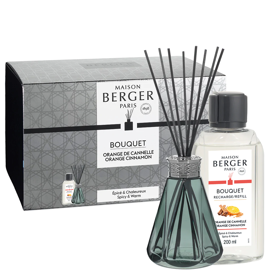 Pyramide Green with Orange Cinnamon Reed Diffuser by Maison Berger - SALE